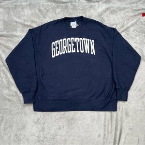 VTG Champion Reverse Weave Georgetown Sweatshirt Mens L Blue Pullover Hoyas Y2K